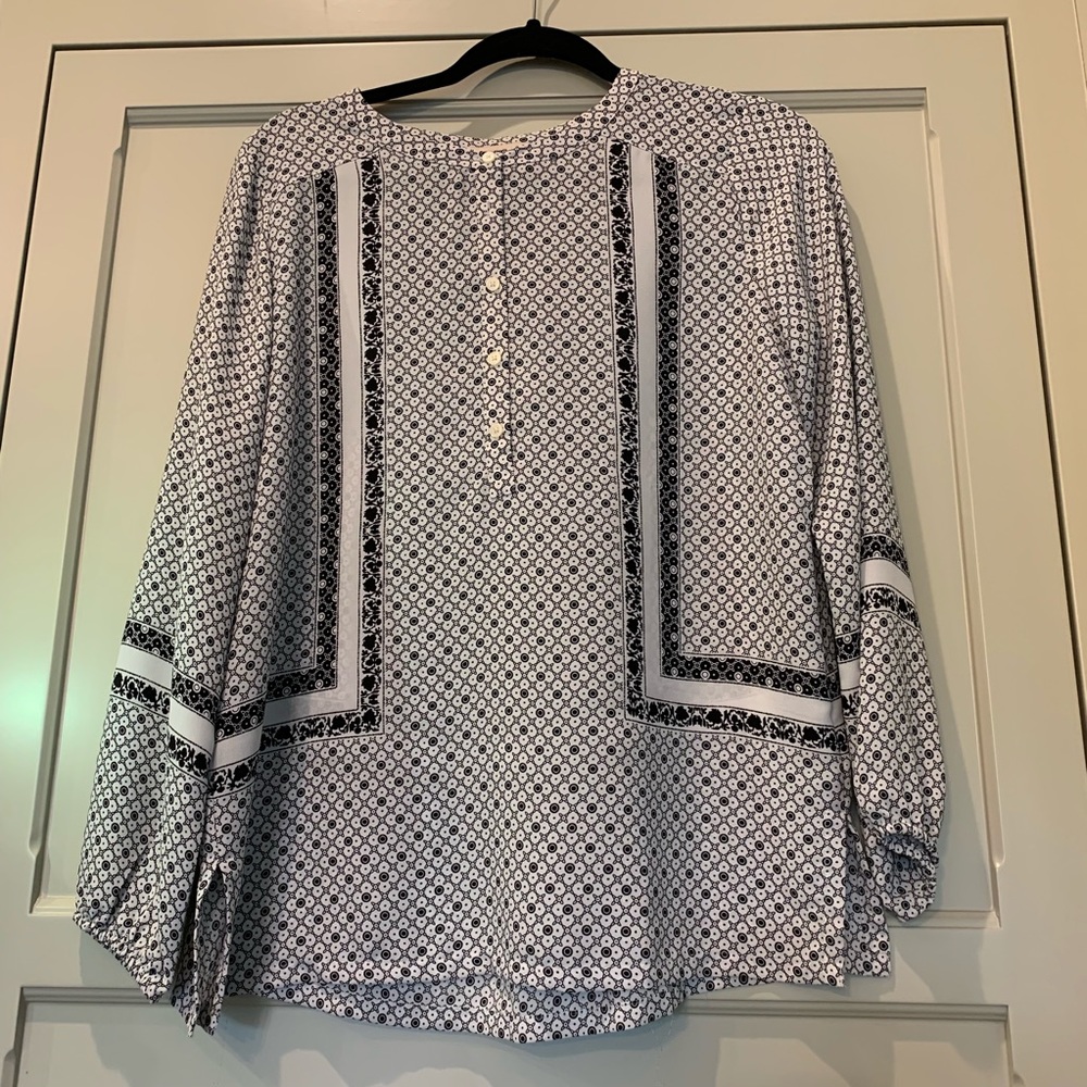 White/ black Loft Blouse